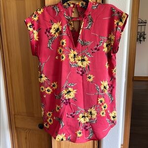 Express Red Floral Blouse